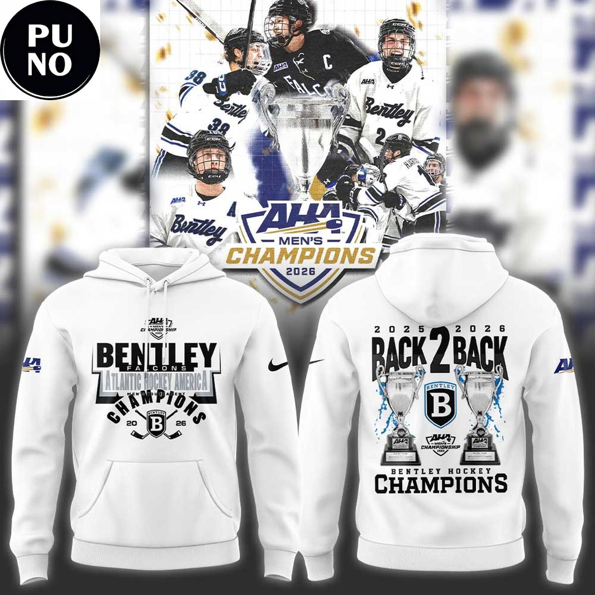 Bentley Falcons 2026 Atlantic Hockey America Champions Back 2 Back Hoodie T-Shirt