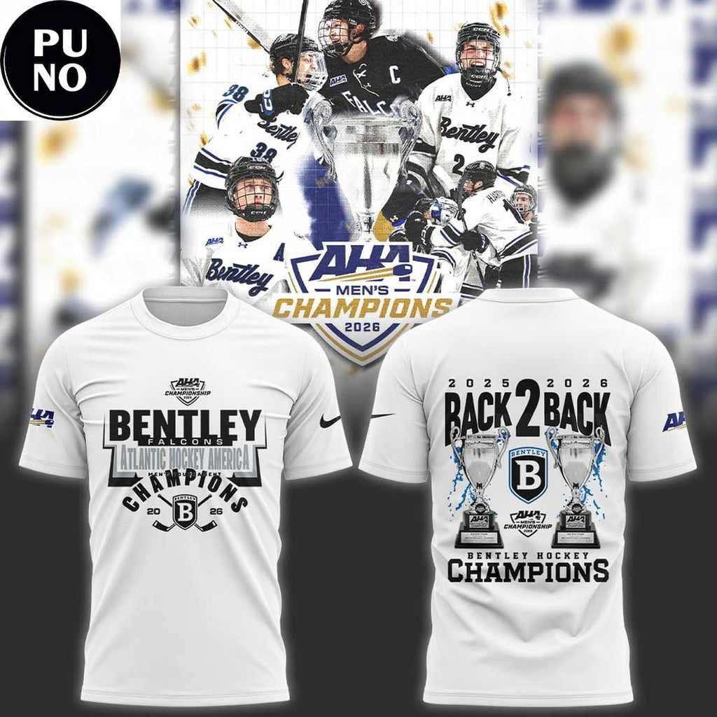 Bentley Falcons 2026 Atlantic Hockey America Champions Back 2 Back Hoodie T-Shirt