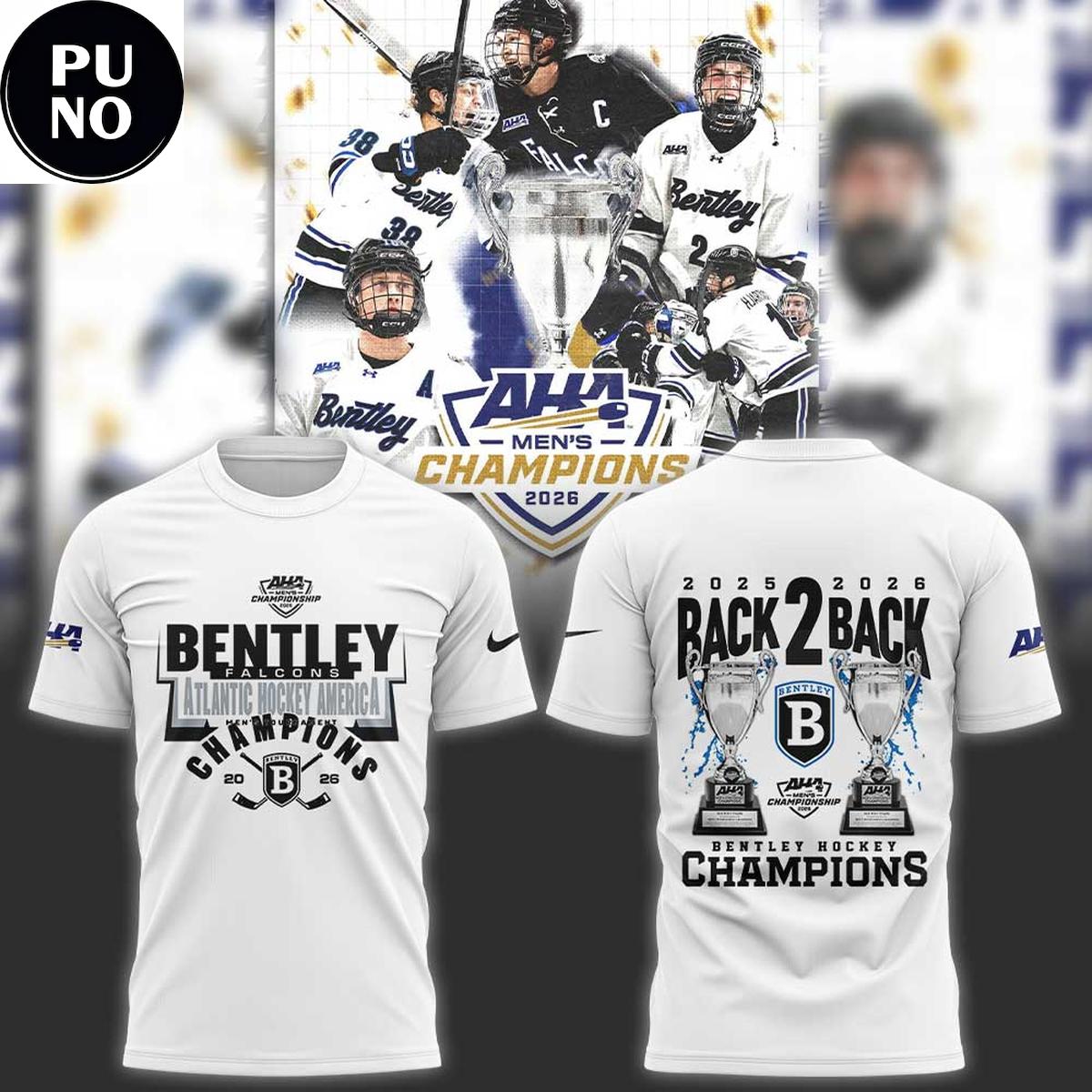 Bentley Falcons 2026 Atlantic Hockey America Champions Back 2 Back Hoodie T-Shirt