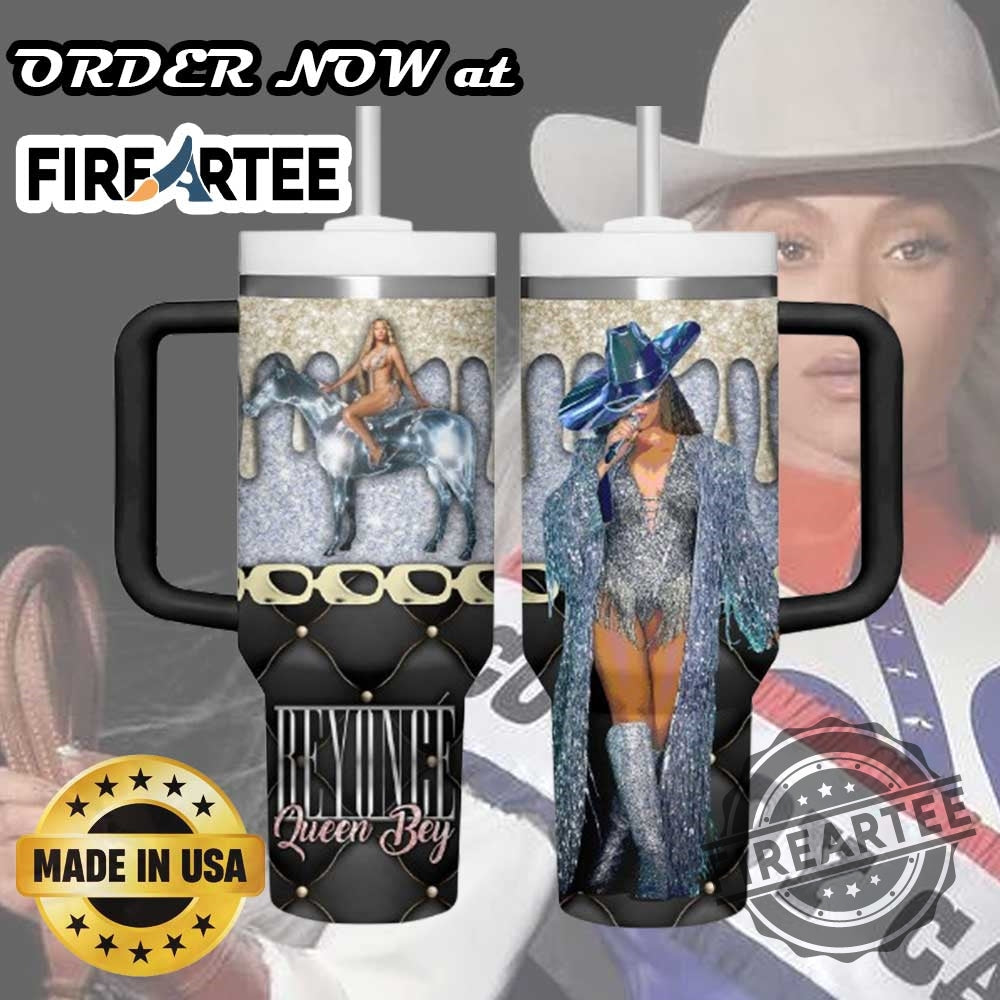 Beyoncé Queen Bey Glitter Tumbler With Handle Renaissance Tour Inspired Cup