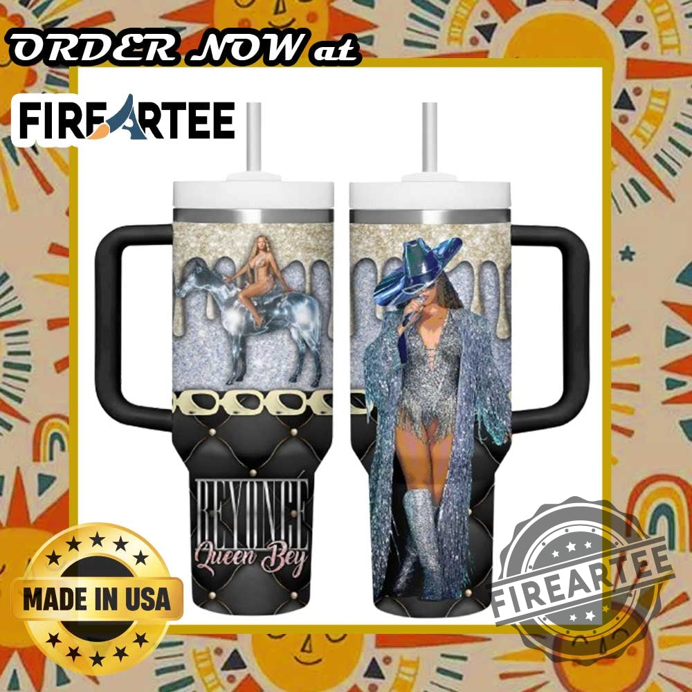 Beyoncé Queen Bey Glitter Tumbler With Handle Renaissance Tour Inspired Cup
