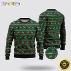 Bigfoot Santa Claus Green Pattern Ugly Christmas Sweater