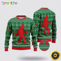 Bigfoot Sasquatch Funny Green Pattern Ugly Christmas Sweater