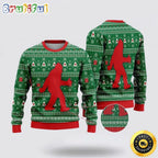 Bigfoot Sasquatch Funny Green Pattern Ugly Christmas Sweater