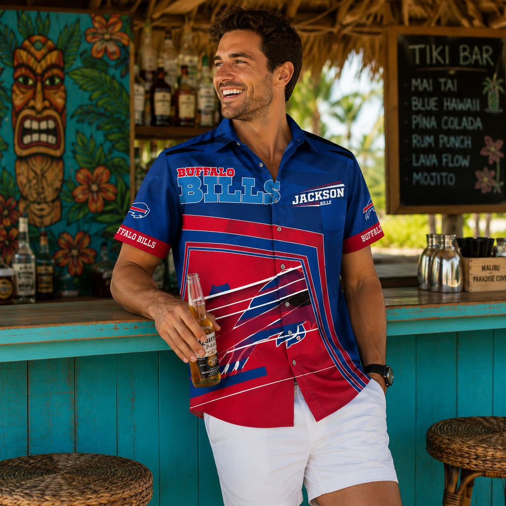 Bills Aloha Shirt – Bold Color Blocks with Customizable Name