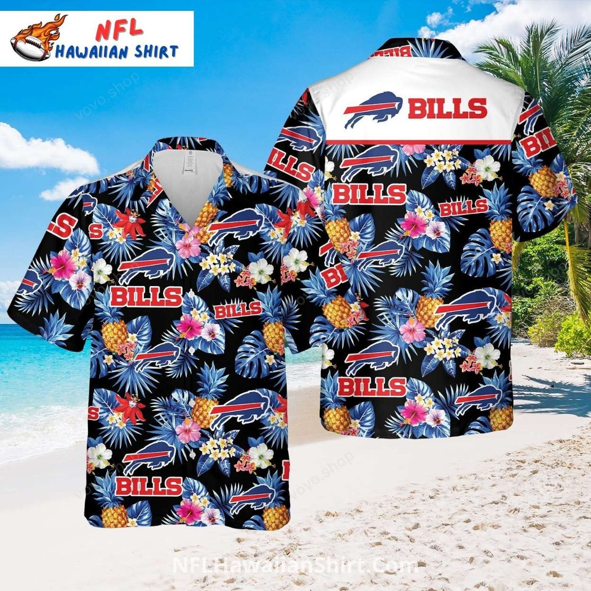 Bills Aloha Shirt – Floral Pineapple Theme with Team Logo