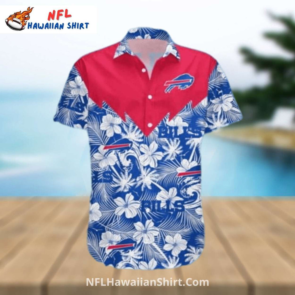Bills Hawaiian Shirt – Red and Blue Floral Design with Team Logo