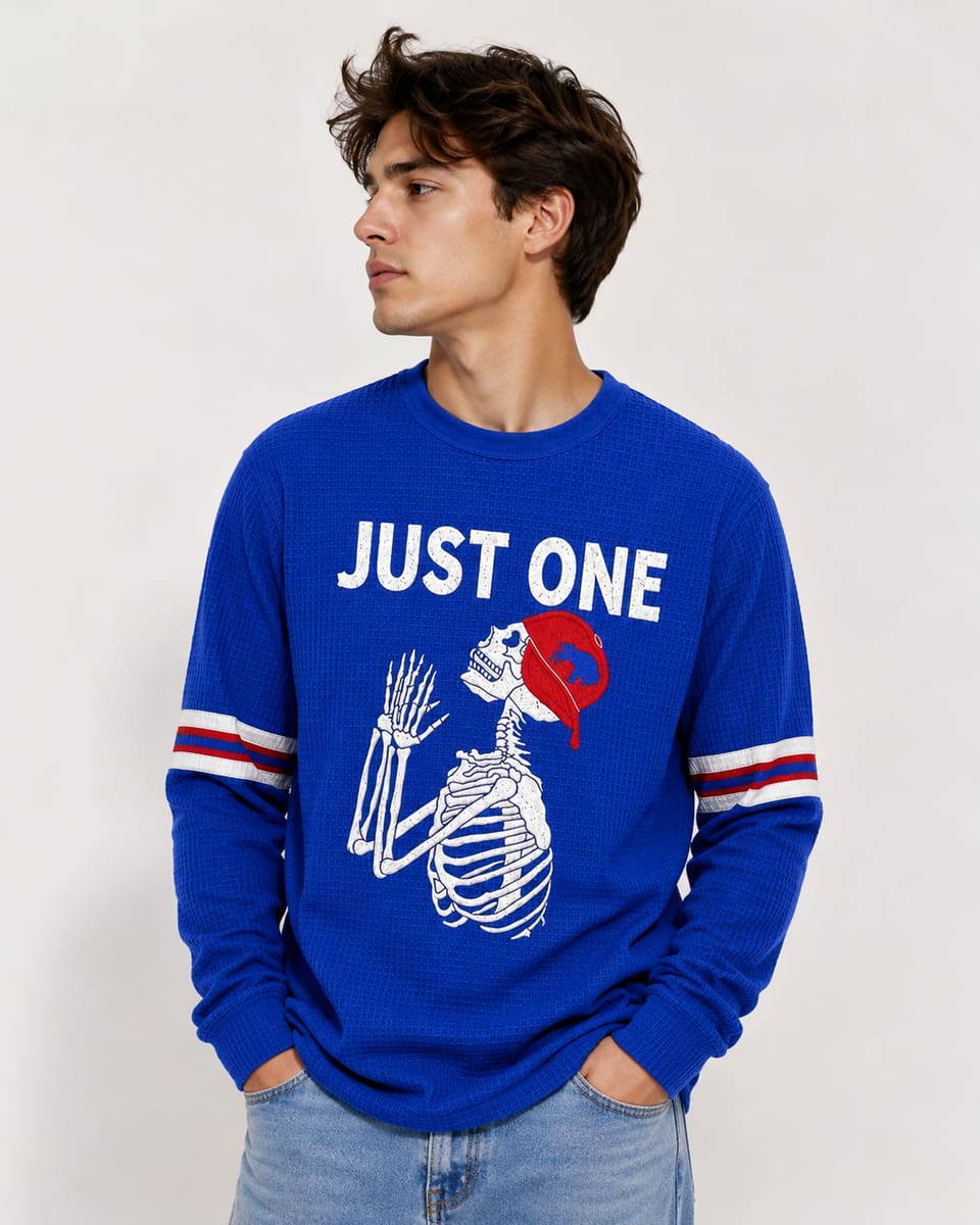 Bills Just One Skeleton Waffle Long Sleeve Top
