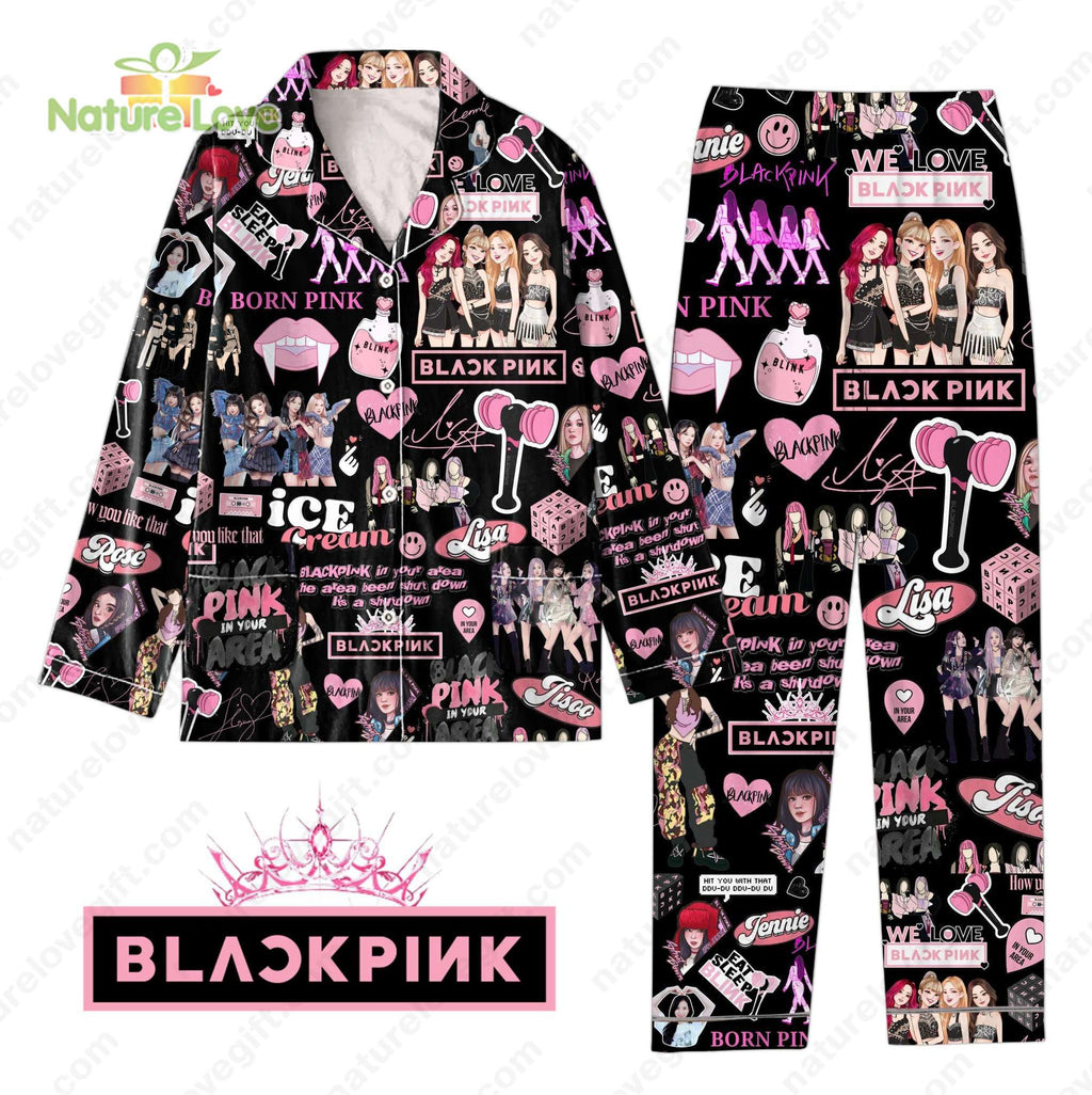 Black Pink In Your Area Jennie Jisoo Lisa Rose Pajamas Set