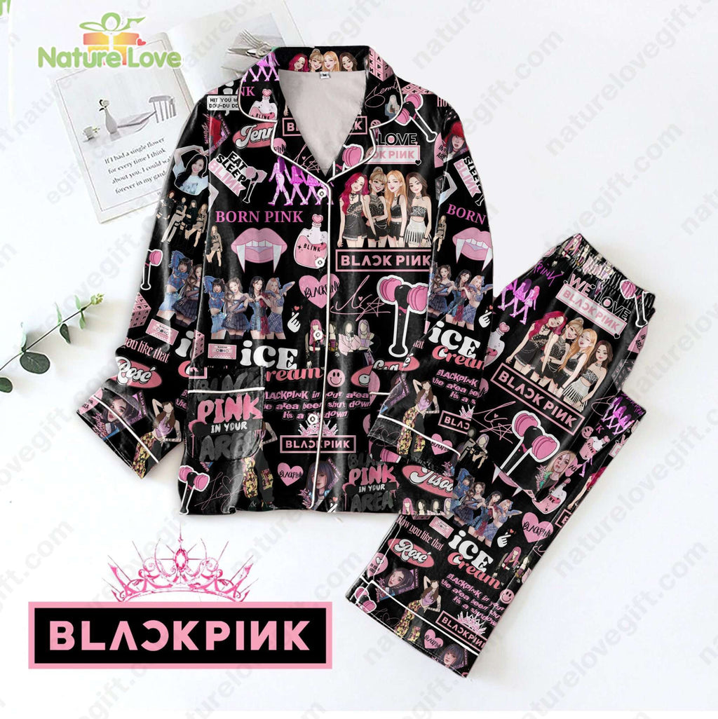 Black Pink In Your Area Jennie Jisoo Lisa Rose Pajamas Set