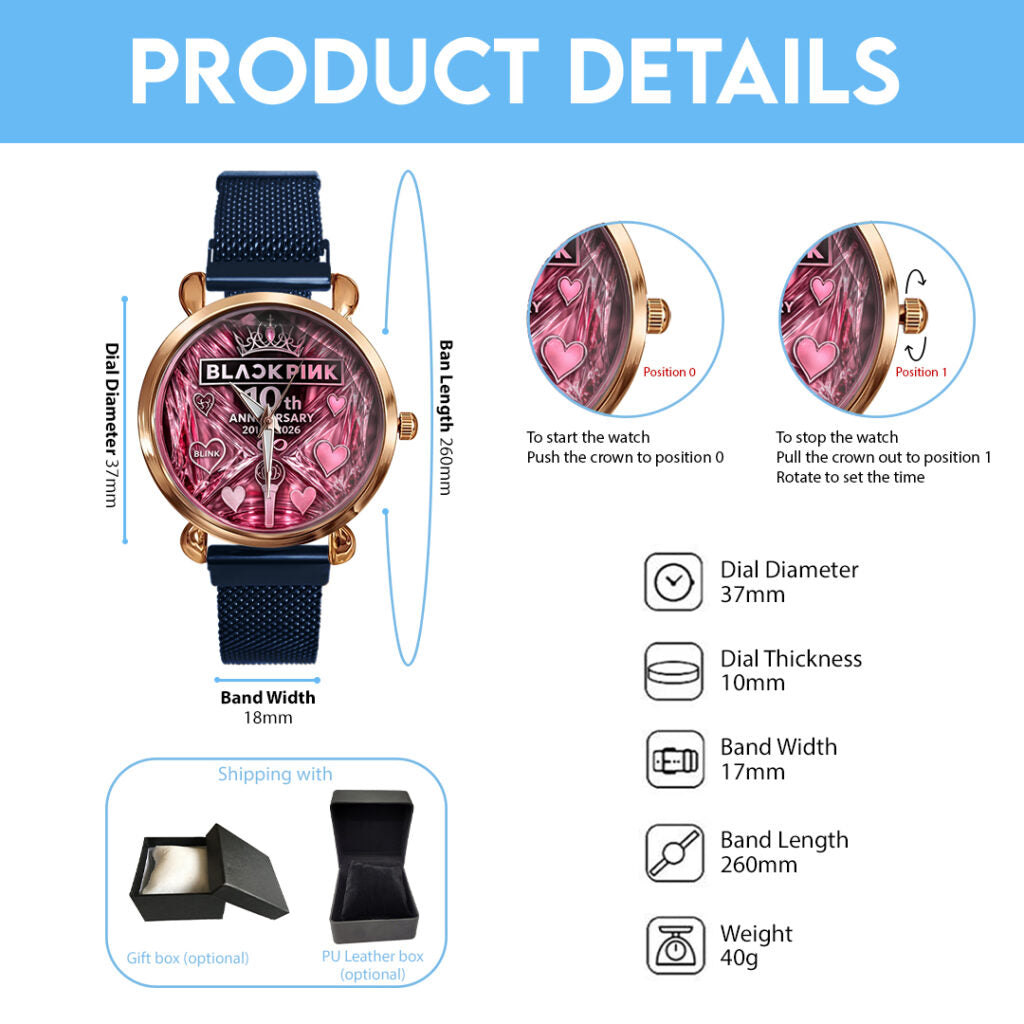 Blackpink 10th Anniversary Mesh Strap Quartz Watch - HOATT16626