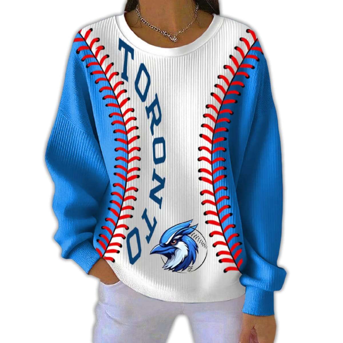 Blue Jays Baseball Elastic Pit Strip Sweatshirt