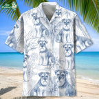 Blue and White Miniature Schnauzer Dog Pattern Hawaiian Shirt