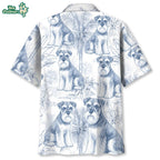 Blue and White Miniature Schnauzer Dog Pattern Hawaiian Shirt