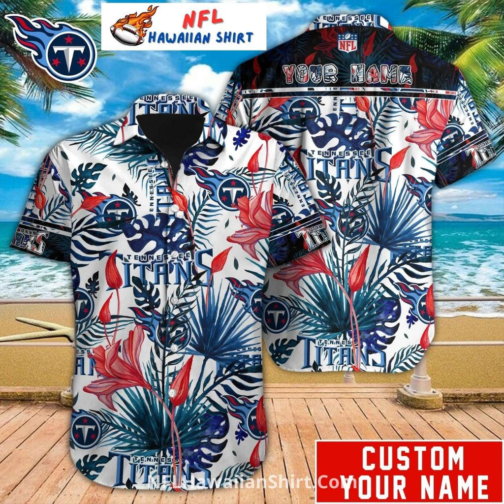 Bold Floral Tennessee Titans Hawaiian Shirt Custom Name