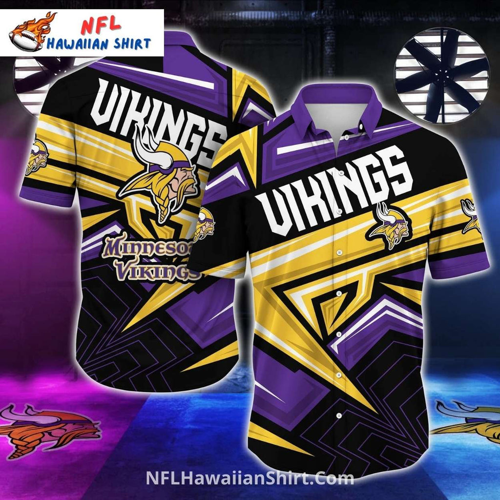 Bold Geometric Minnesota Vikings Hawaiian Shirt