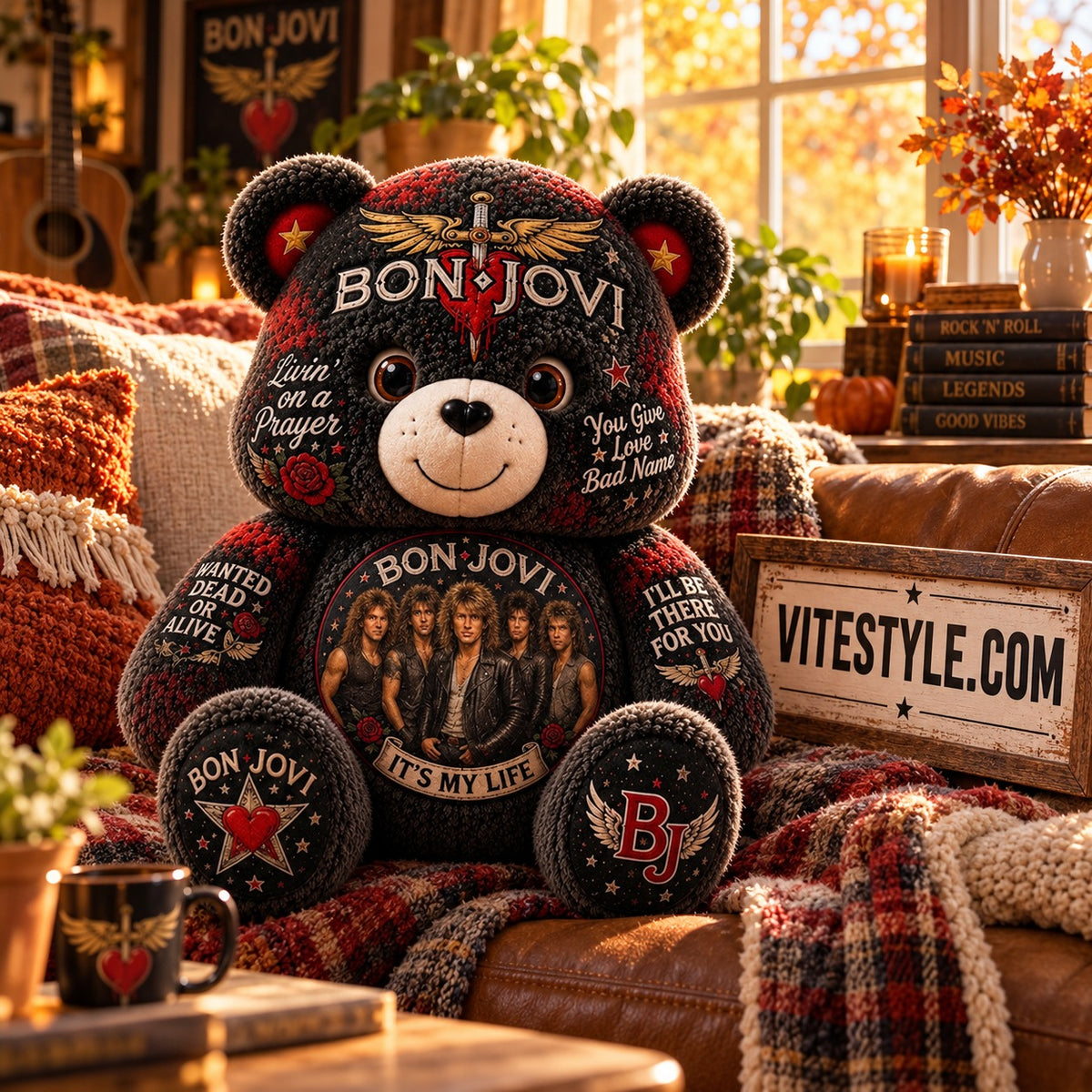 Bon Jovi Band Bear Custom Shaped Pillow