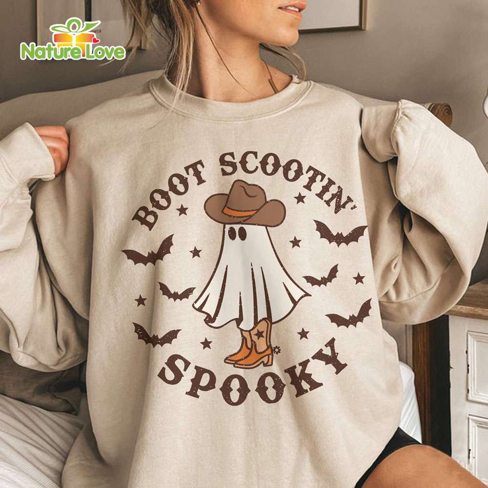Boot Scootin Spooky Halloween Shirt, Cowboy Western Halloween Ghost Shirt