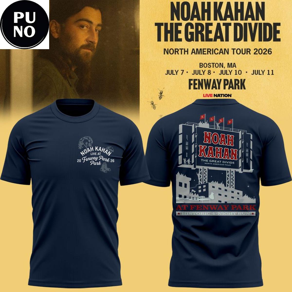 Boston Red Sox 2026 Noah Kahan The Great Divide Tour T-Shirt