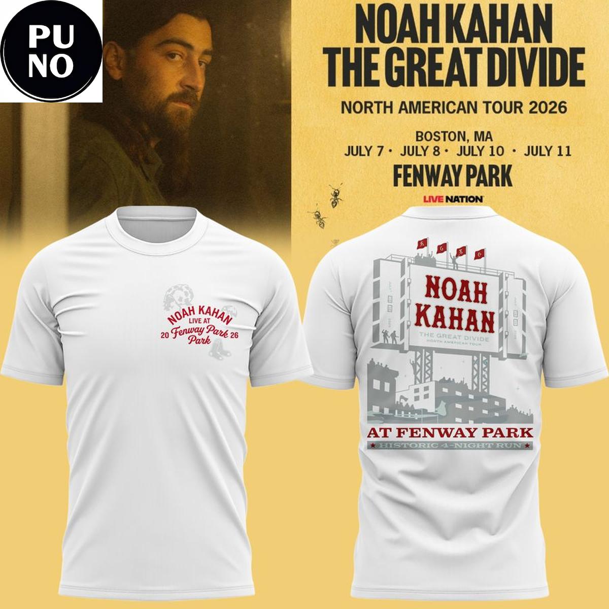 Boston Red Sox 2026 Noah Kahan The Great Divide Tour T-Shirt