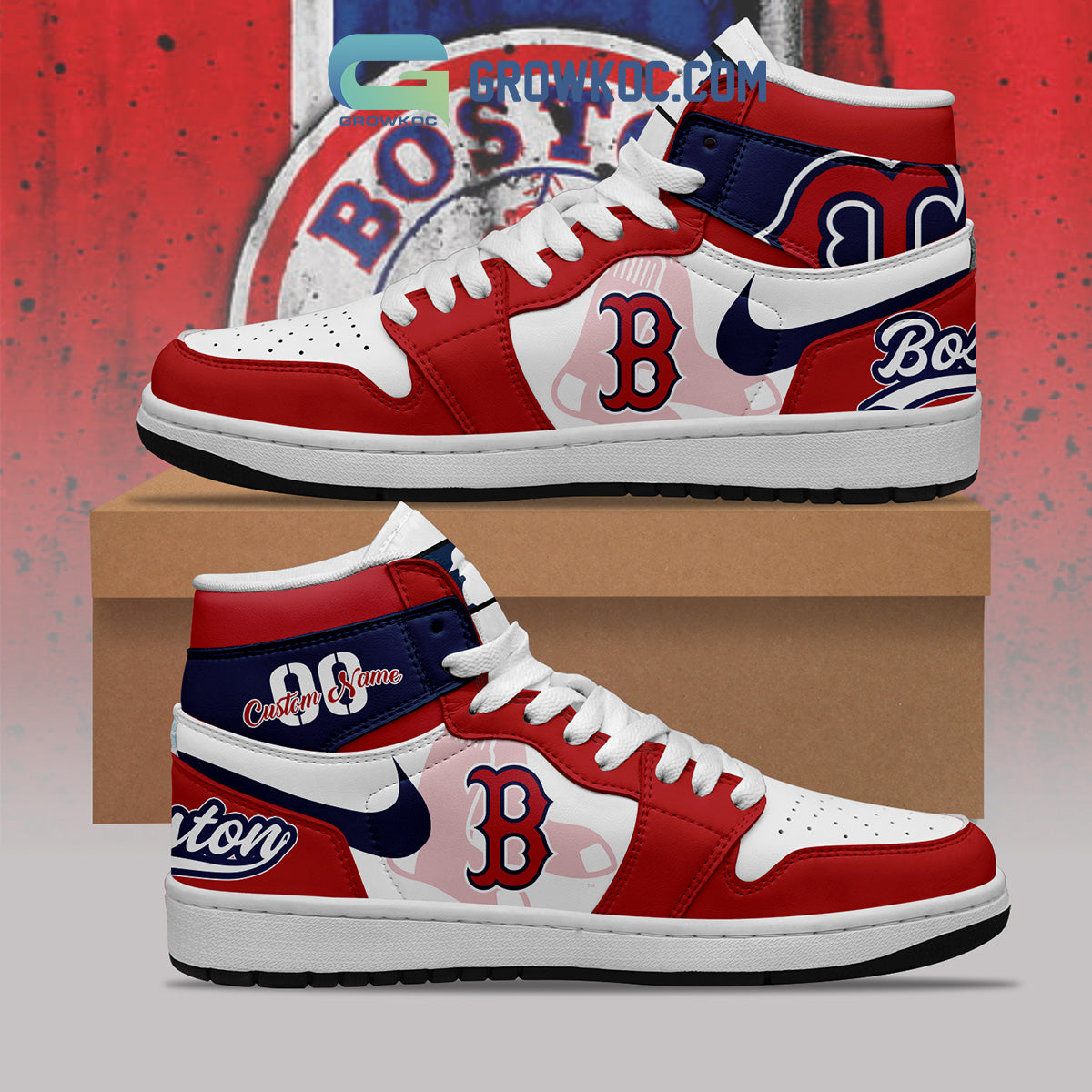 Boston Red Sox MLB Personalized Air Jordan 1 Shoes