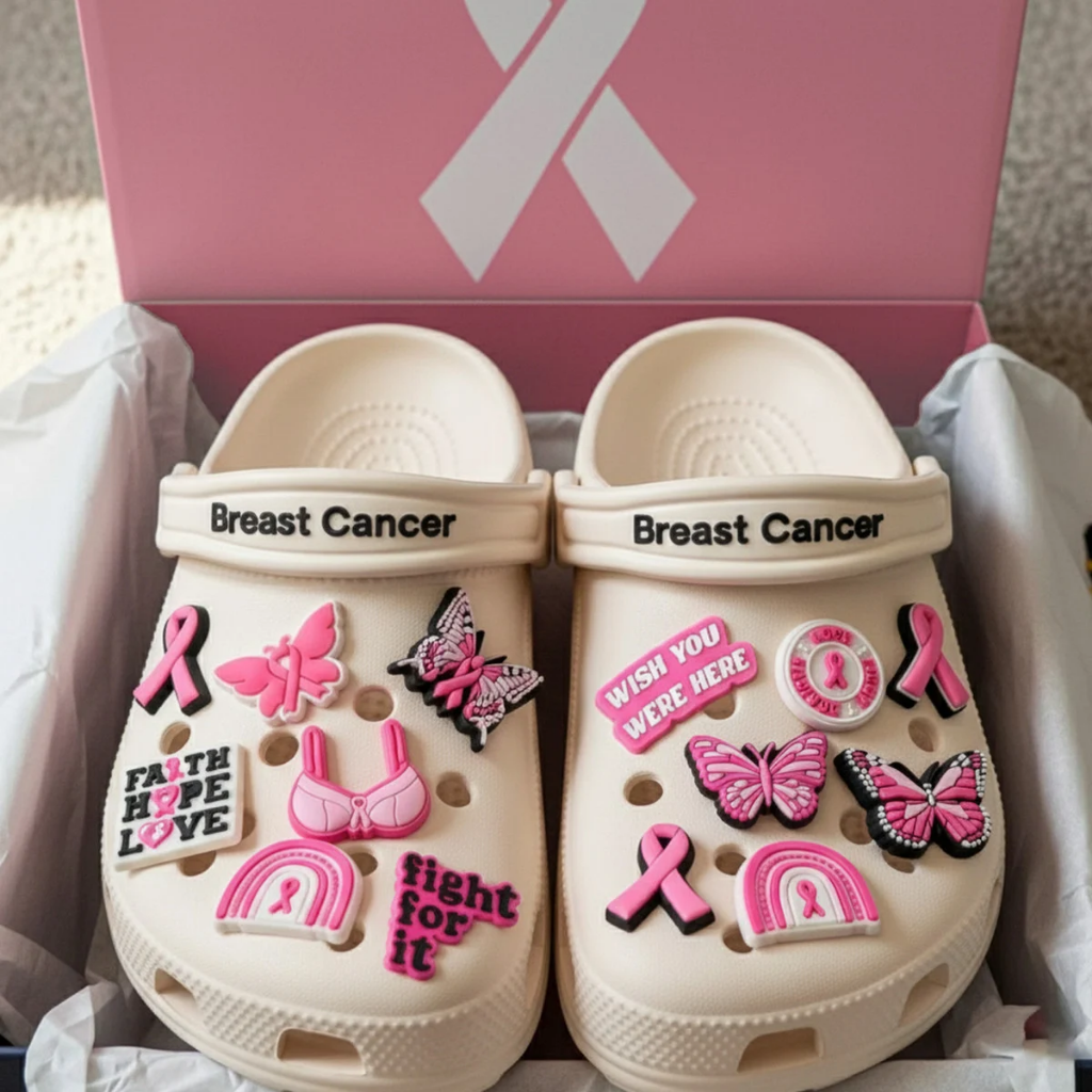 Breast Cancer Crocband Charms Crocs 2026