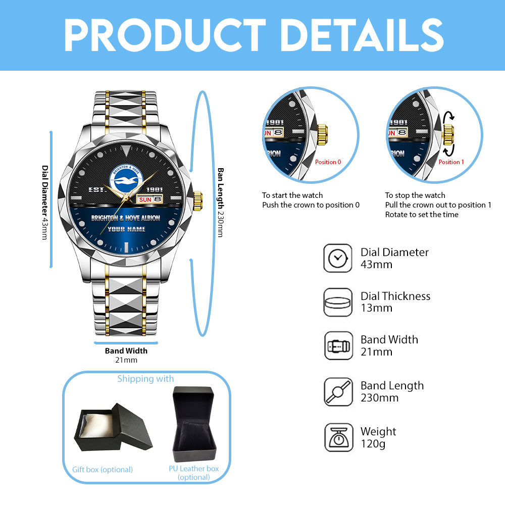 Personalized Brighton & Hove Albion FC Alloy Luxury Quartz Watch - TANTN15477