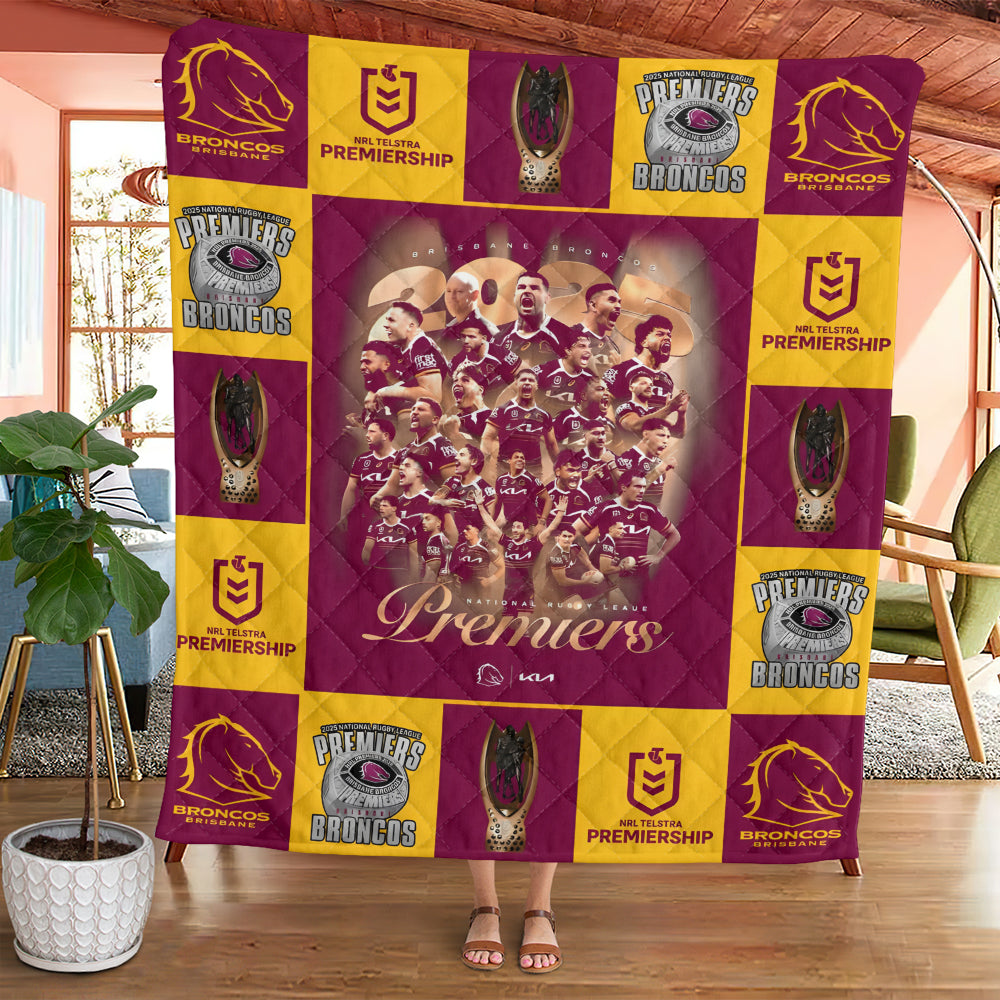 Brisbane Broncos 2025 Premiers Quilt Blanket - MAITM13377