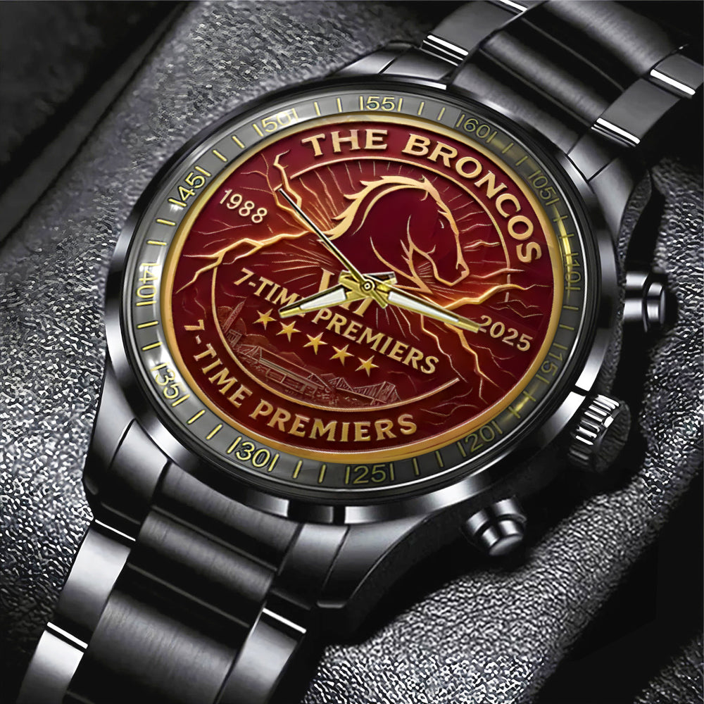 Brisbane Broncos 2025 Premiership Black Stainless Steel Watch - TANTN17613