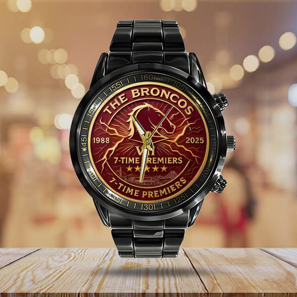 Brisbane Broncos 2025 Premiership Black Stainless Steel Watch - TANTN17613