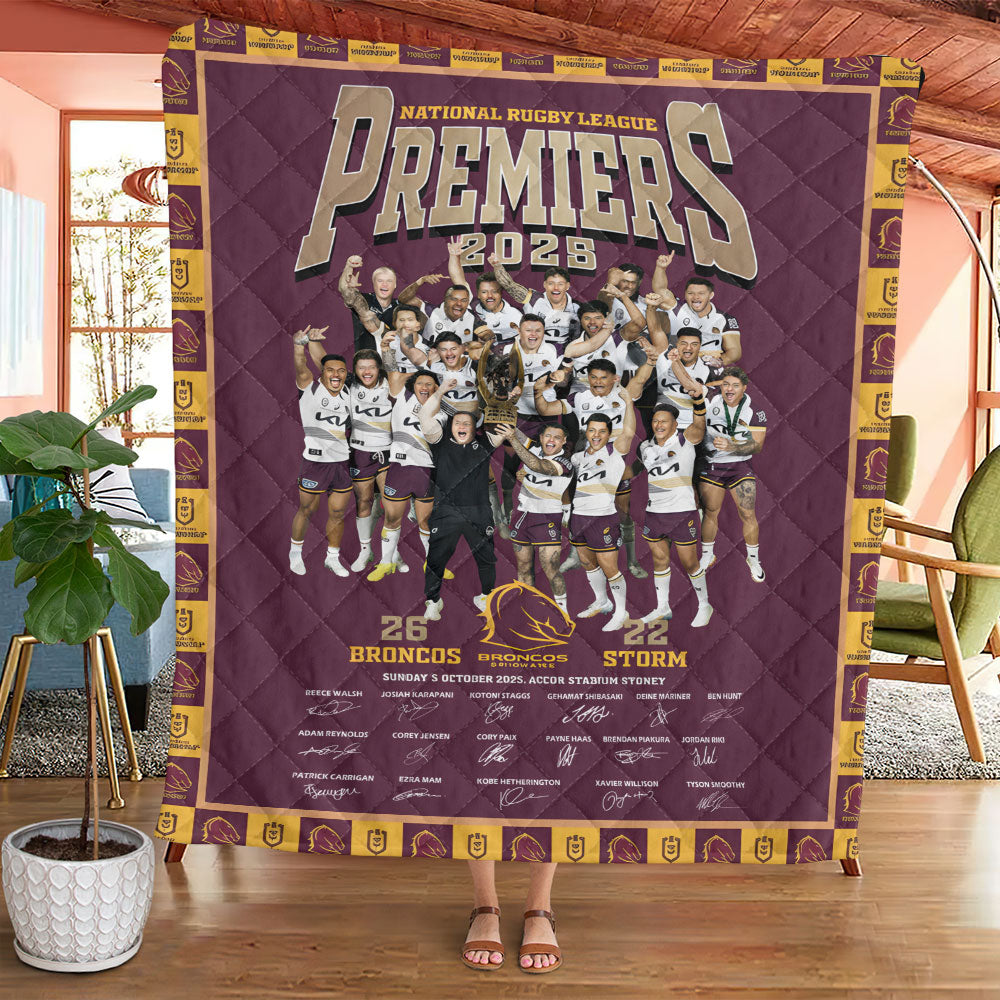 Brisbane Broncos Premiers 2025 Quilt Blanket - TANTN17312