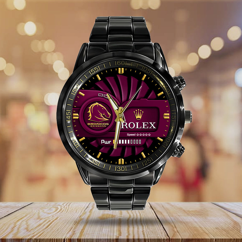 Brisbane Broncos x Rolex Black Stainless Steel Watch - MAITM13198