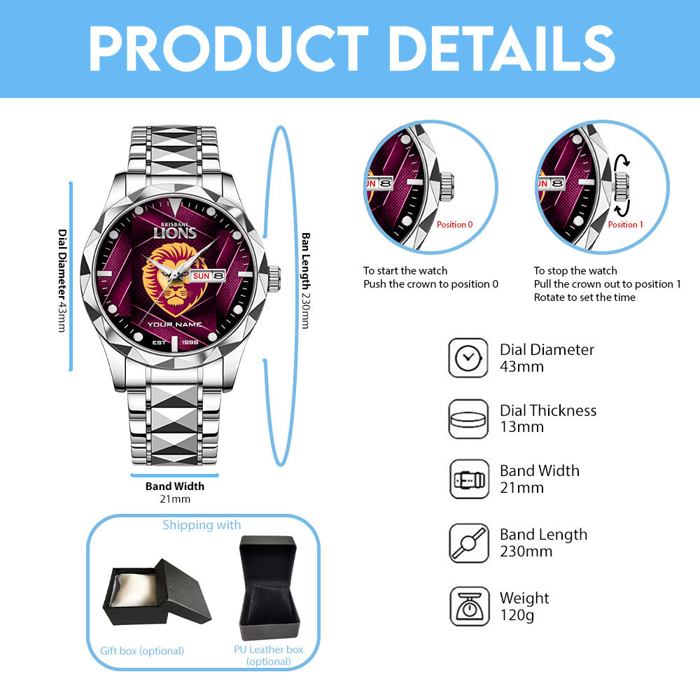 Personalized Brisbane Lions Alloy Luxury Quartz Watch - TANTN20275
