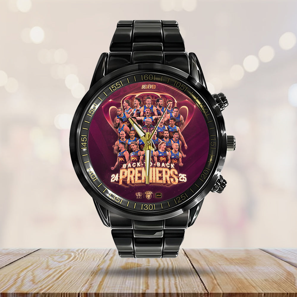 Brisbane Lions Premiers 2025 Black Stainless Steel Watch - GNE4487