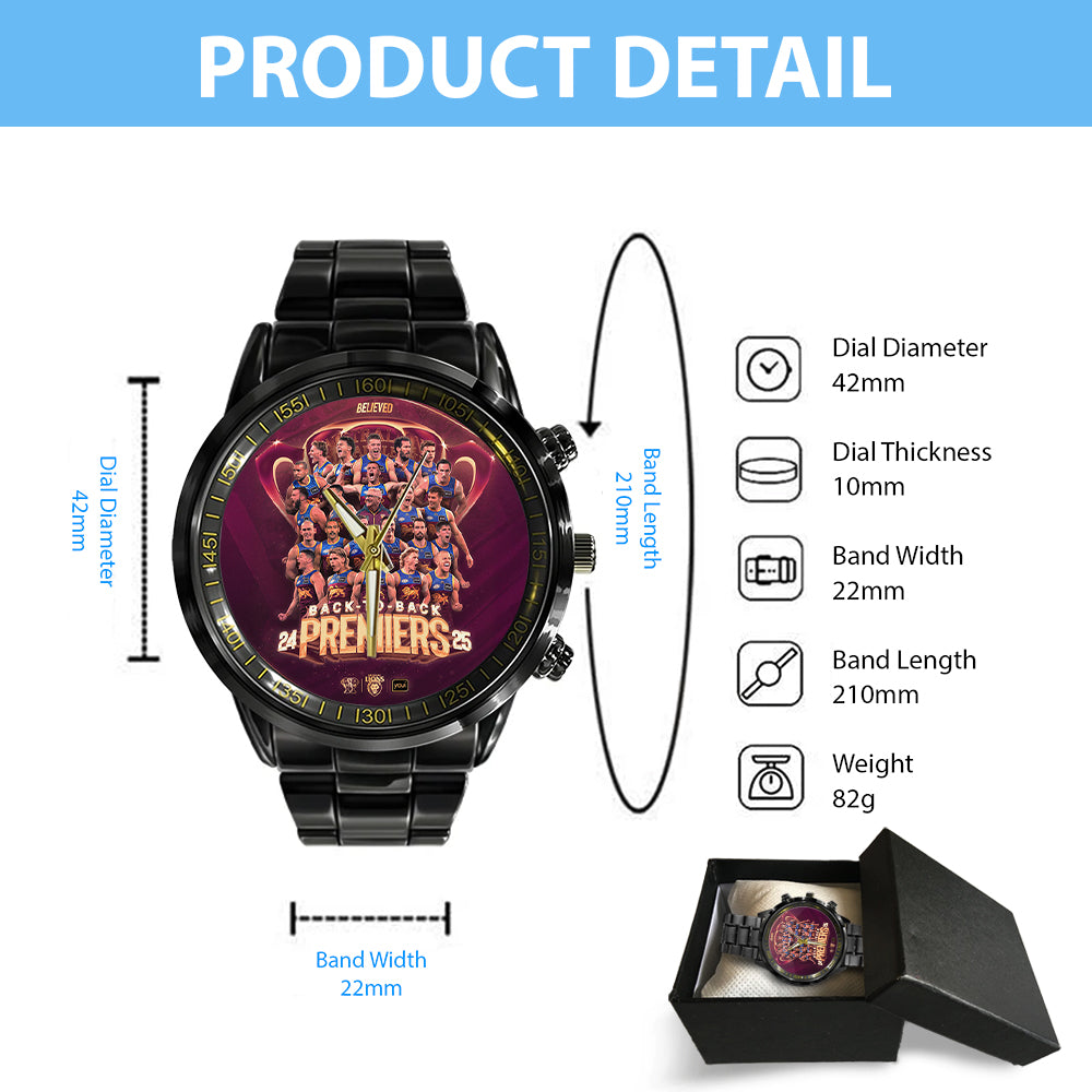 Brisbane Lions Premiers 2025 Black Stainless Steel Watch - GNE4487