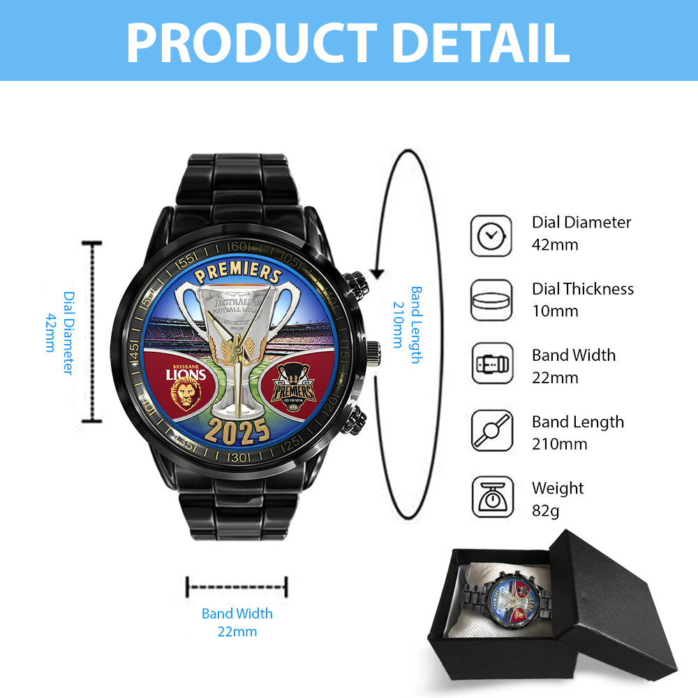 Brisbane Lions Premiers 2025 Black Stainless Steel Watch - TANTN16973