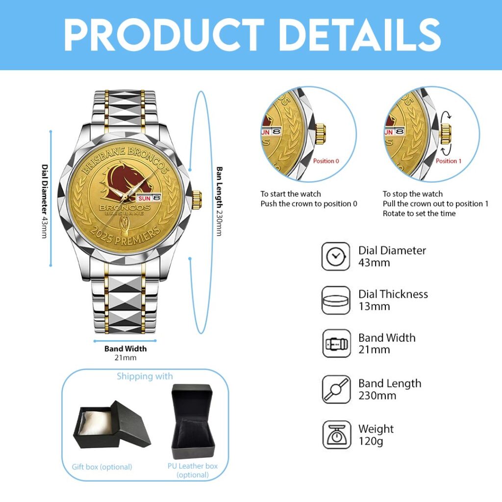 Brisbane Broncos 2025 NRL Premiers Alloy Luxury Quartz Watch - HOATT13736