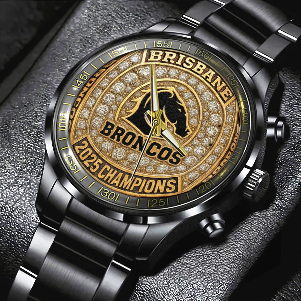 Brisbane Broncos 2025 Premiership Black Stainless Steel Watch – TANTN17396
