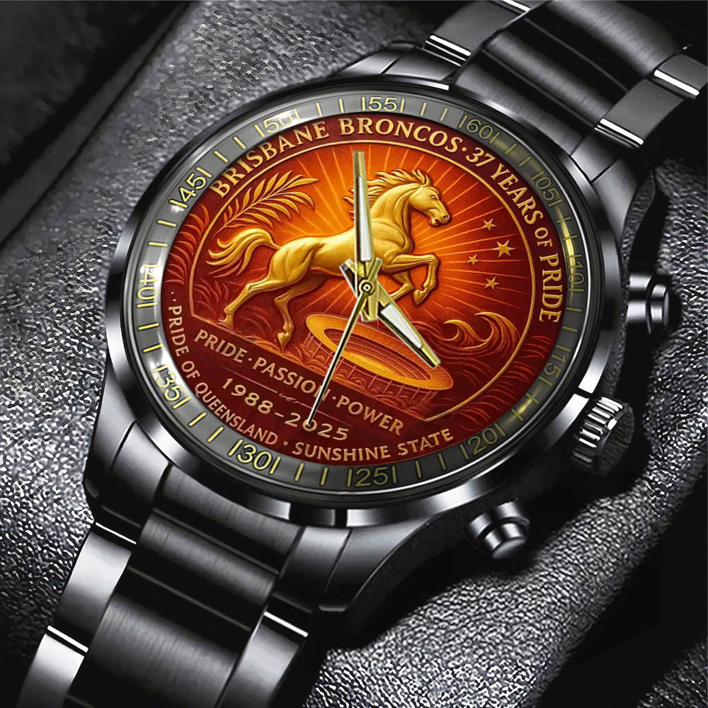 Brisbane Broncos 37th Anniversary 2025 Black Stainless Steel Watch - TANTN17812