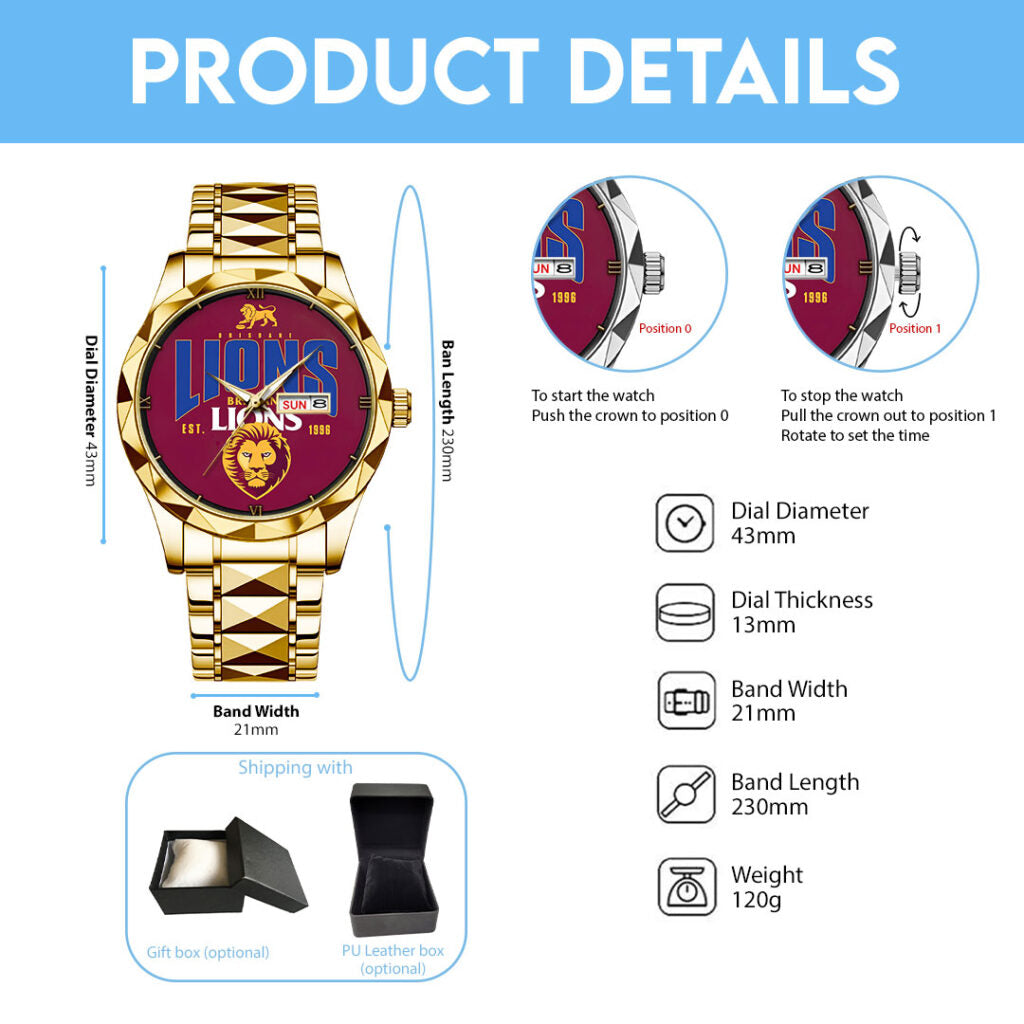 Brisbane Lions Premiers 2025 Alloy Luxury Quartz Watch - GNE4501