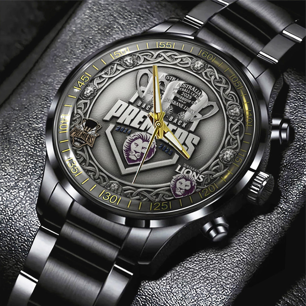 Brisbane Lions Premiers 2025 Black Stainless Steel Watch - TANTN17444
