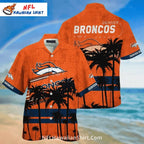 Broncos Aloha Shirt Tropical Beach Sunset Palm Design