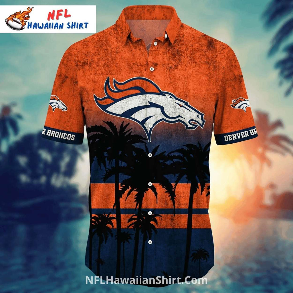 Broncos Hawaiian Shirt Patchwork American Flag Design