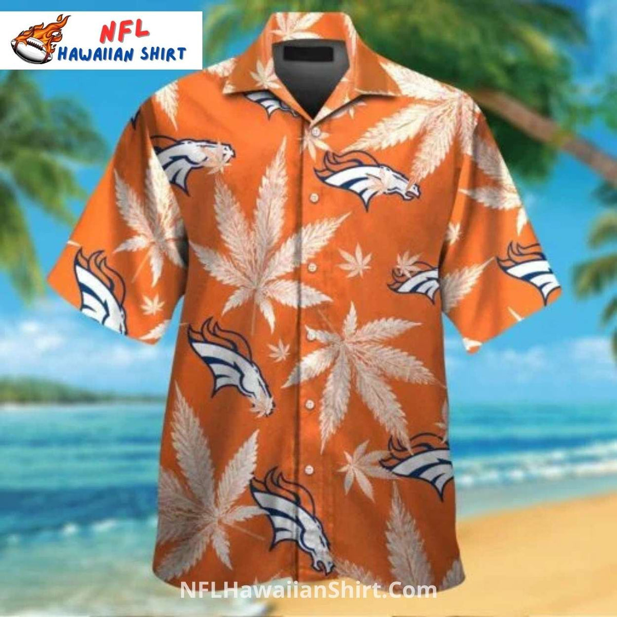 Broncos Hawaiian Shirt Split Floral And Stripe Design