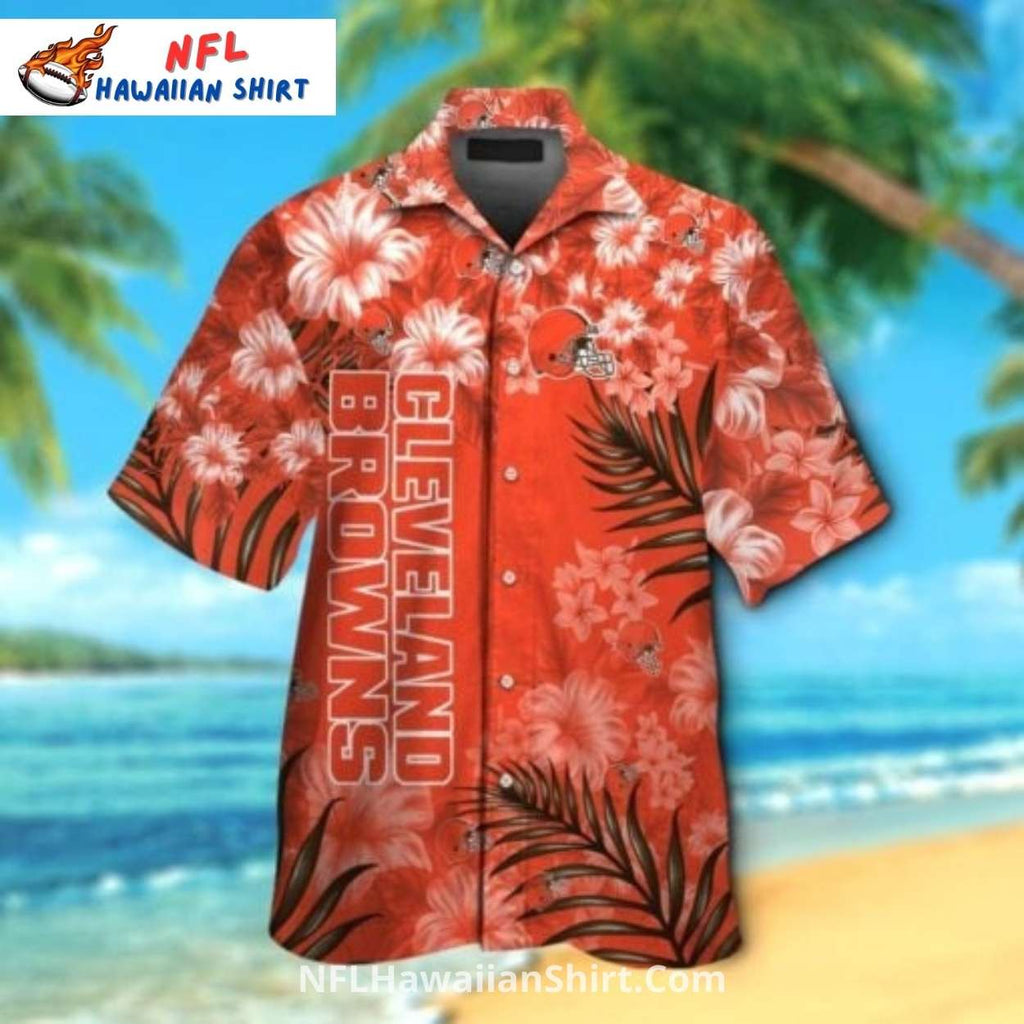 Browns Hawaiian Shirt Bold Floral And Team Name Print