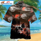 Browns Hawaiian Shirt Dark Cloudy Palm Tree Sunset Look