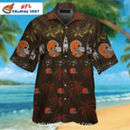 Browns Hawaiian Shirt Dark Sunset Palm Tree Print