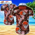 Browns Hawaiian Shirt Floral And Helmet Pattern