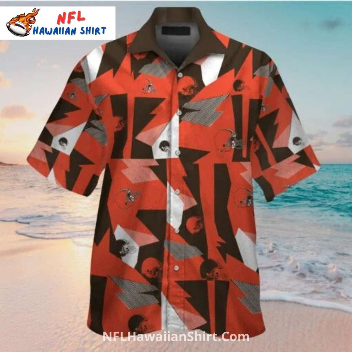 Browns Hawaiian Shirt Geometric Lightning Bolt Pattern