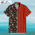 Browns Hawaiian Shirt Half Striped Tropical Coconut Print